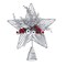 Ornativity Silver Star Tree Topper - Christmas Glitter Silver Star Holiday Tree Top Decoration with Silver Bells and Mistletoe and Red Berries
